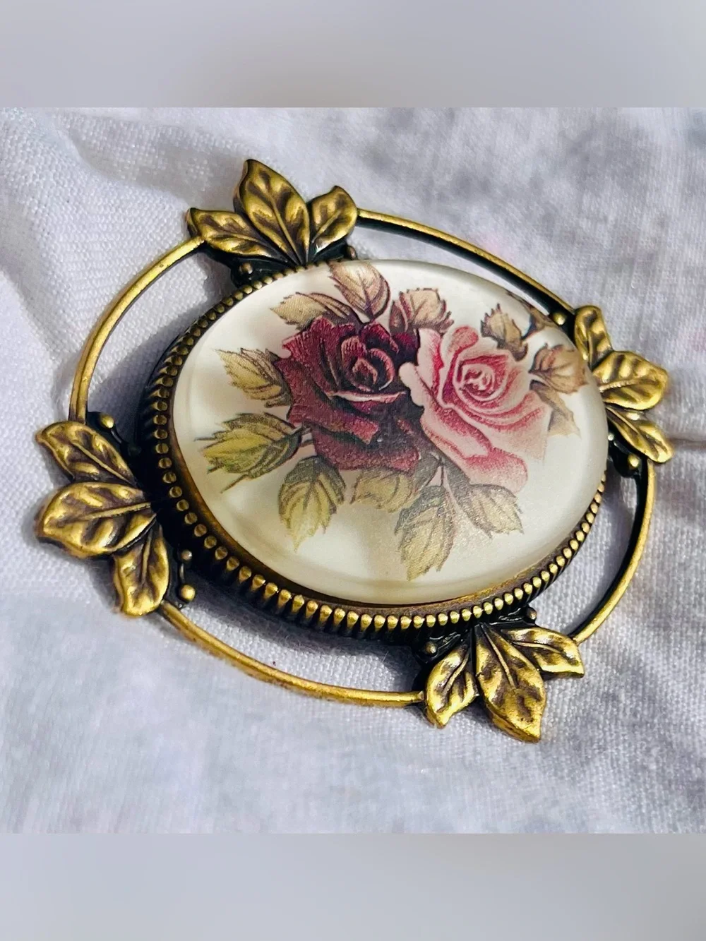 Antique Brass Floral Brooch